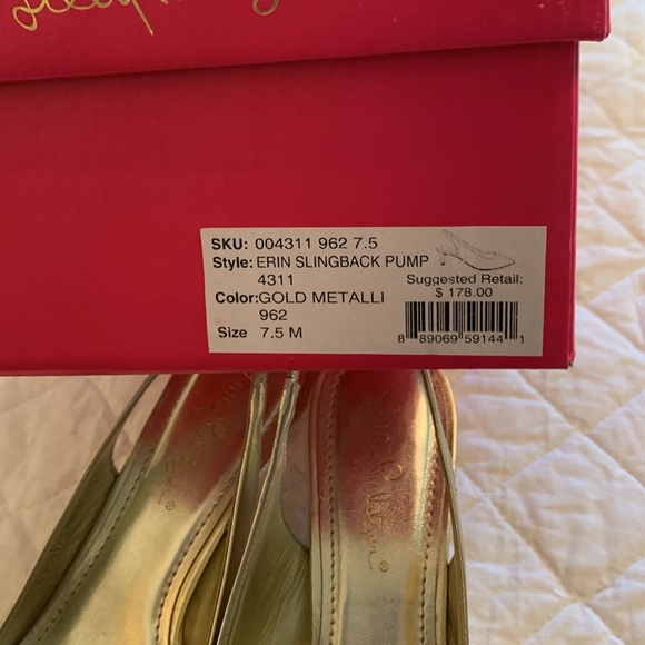 Lilly Pulitzer Erin sling back pump in metallic gold size 7.5 M - Picture 6 of 6